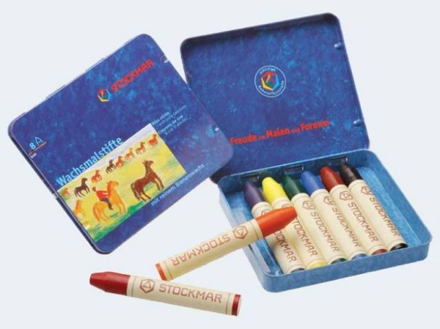 Bild von 8 Wachsmalkreiden Stockmar 8cm w-fest Bienenwachs - 31000