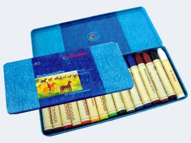 Bild von 16 Wachsmalkreiden Stockmar 8cm w-fest Bienenwachs - 32000