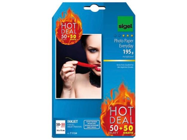 Bild von Inkjet-Everyday Fotopapier 195g hochglanz 50+50 Bl - T1154