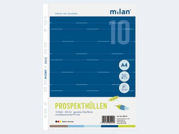 Bild von Milan 10 Prospekthüllen A4 804 PP genarbt 60µ - Eine Verkaufseinheit = 10 Stück - 804/10X10