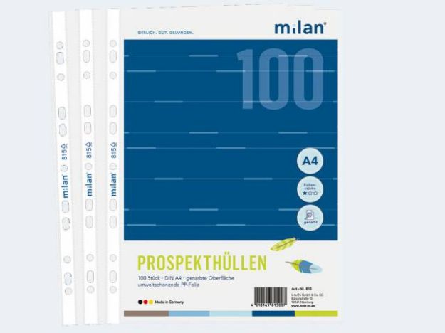 Bild von Milan 100 ProspekthüllenA4 815 PP genarbt 45my