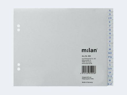 Zeige Details für Milan Register A4 A-Z halbe höhe Plastik - 850 Bild von Milan Register A4 A-Z halbe höhe Plastik - 850