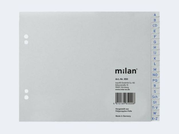 Bild von Milan Register A4 A-Z halbe höhe Plastik - 850