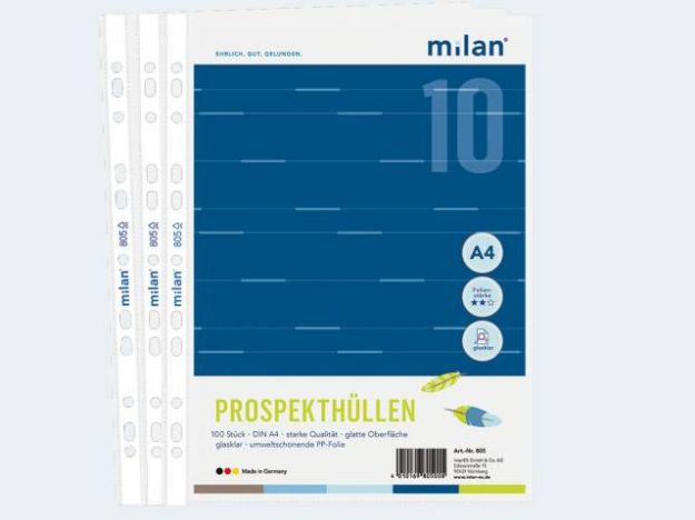 Bild von Milan 100 ProspekthüllenA4 PP glasklar - 805