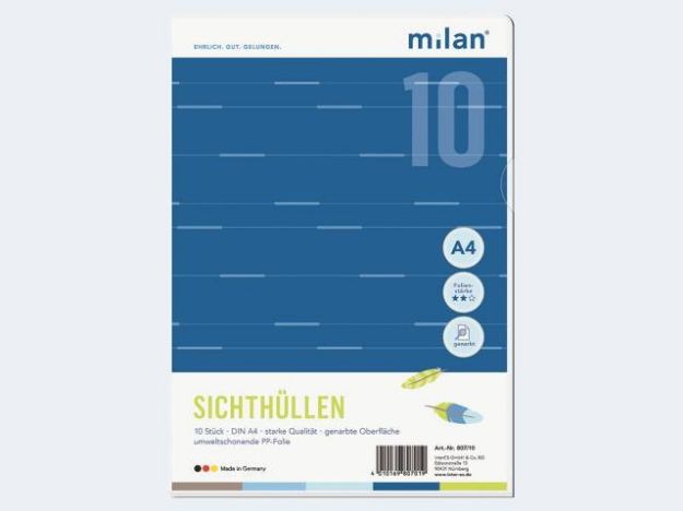 Bild von Milan 10 Sichthüllen A4 807 PP genarbt 120µ im Beu - Eine Verkaufseinheit = 10 Stück - 807/10X10