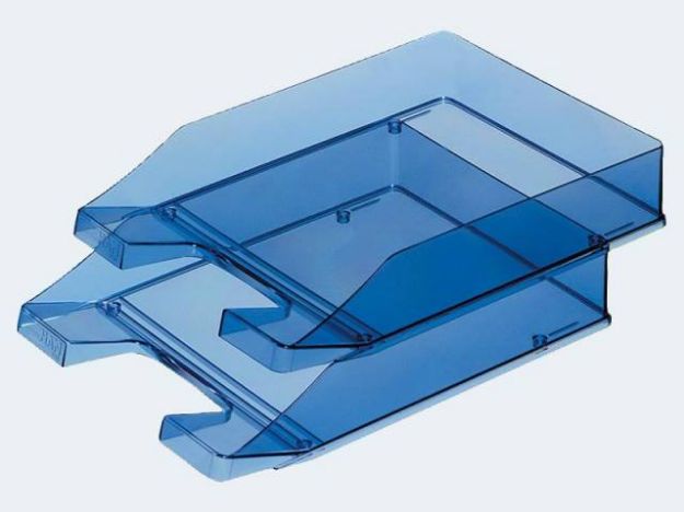 Bild von Briefkorb C4 blau/transparent stapelbar - 1026-X-26