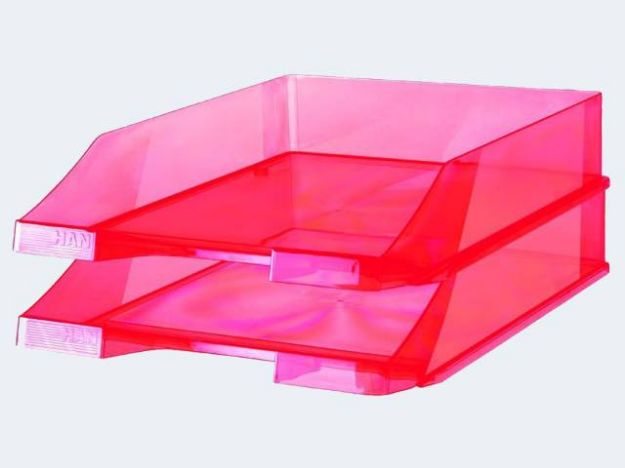 Bild von Briefkorb C4 rot/transparent stapelbar - 1026-X-29