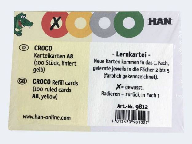 Bild von Karteikarten Croco A8 liniert - 9812
