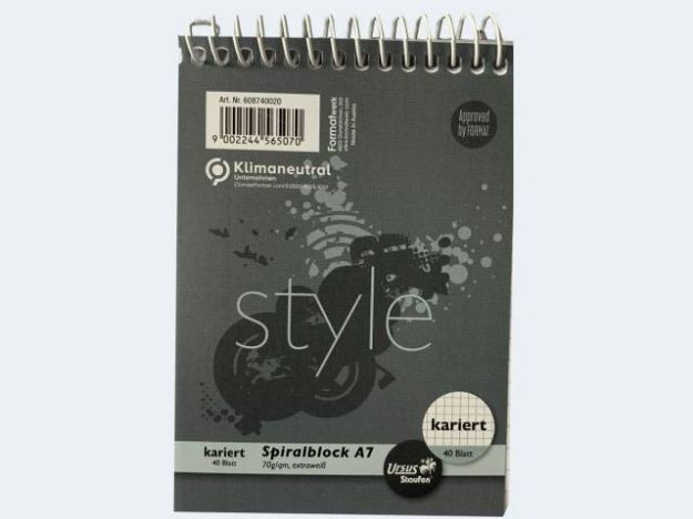 Bild von Spiralblock A7/40 kariert 5mm 70g Style - Eine Verkaufseinheit = 10 Stück - 608740020