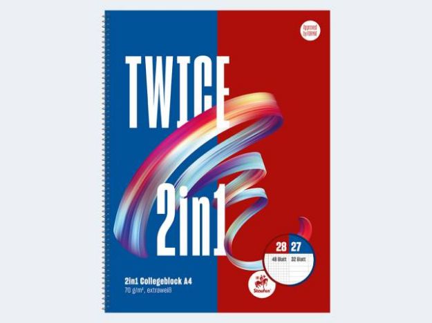 Bild von Collegeblock A4/80 Twice 80g 2 Lineaturen - Eine Verkaufseinheit = 5 Stück - 608558000