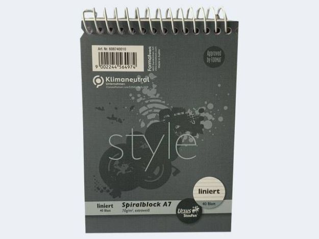Bild von Spiralblock A7/40 liniert 8,5mm 70g Style - Eine Verkaufseinheit = 10 Stück - 608740010