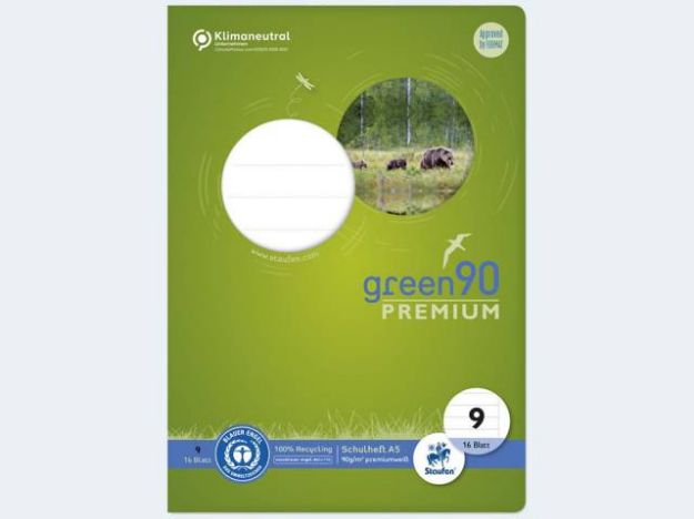 Bild von Heft Green 90 A5/16 Lin 9 90g 10mm liniert m.Rd. - Eine Verkaufseinheit = 10 Stück - 040780009