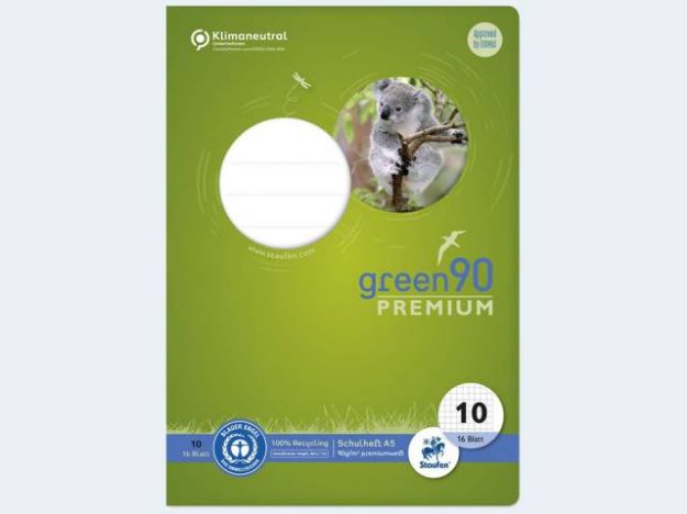 Bild von Heft Green 90 A5/16 Lin10 90g 5mm kariert m.Rd. - Eine Verkaufseinheit = 10 Stück - 040780010