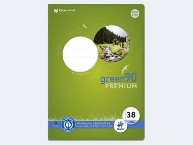 Bild von Heft Green 90 A4/16 Lin38 90g kar. perforiert gel. - Eine Verkaufseinheit = 10 Stück - 040782038
