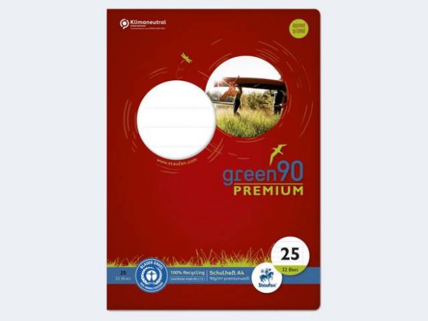 Bild von Heft Green 90 A4/32 Lin25 90g liniert mit Rand - Eine Verkaufseinheit = 10 Stück - 040784025