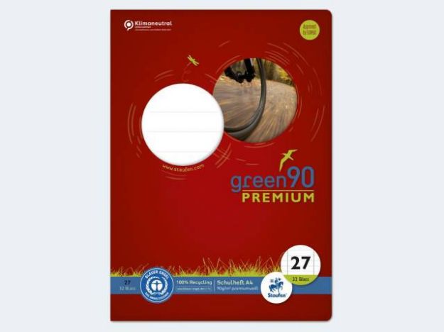 Bild von Heft Green 90 A4/32 Lin27 90g liniert m.Randlinien - Eine Verkaufseinheit = 10 Stück - 040784027