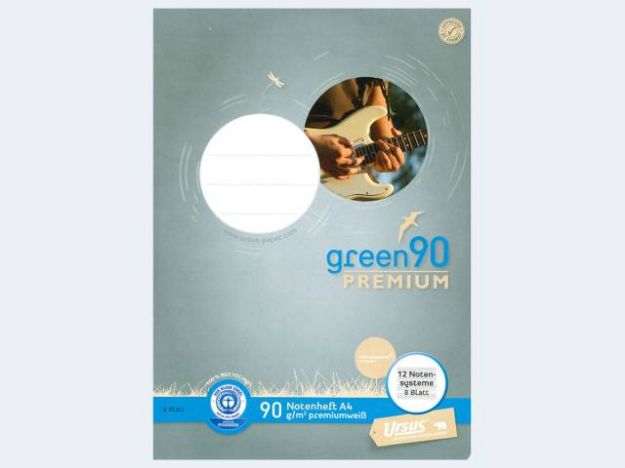 Bild von Notenheft Green A4/8 90g 12 Notensysteme - Eine Verkaufseinheit = 10 Stück - 040790014