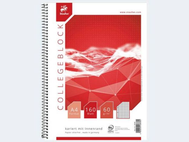 Bild von Collegeblock A4/160 Lin22 60g kar mR li - Eine Verkaufseinheit = 3 Stück - 46838