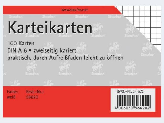 Bild von Karteikarten A6/100 weiss kariert - 56620