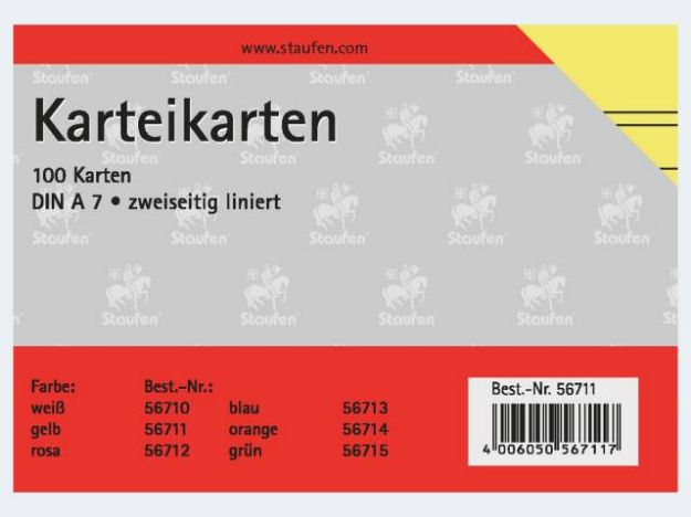 Bild von Karteikarten A7/100 gelb liniert - 56711