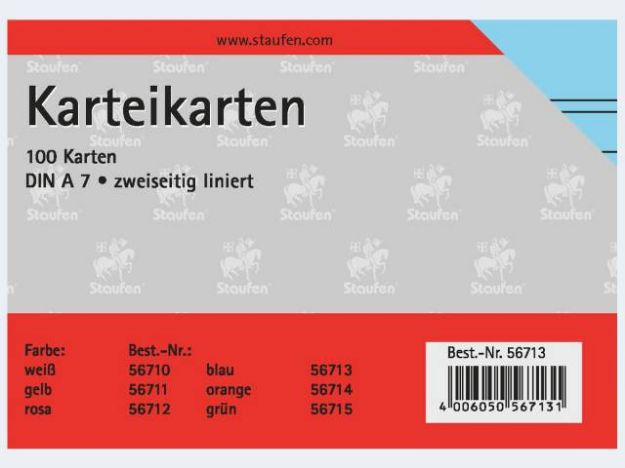 Bild von Karteikarten A7/100 blau liniert - 56713