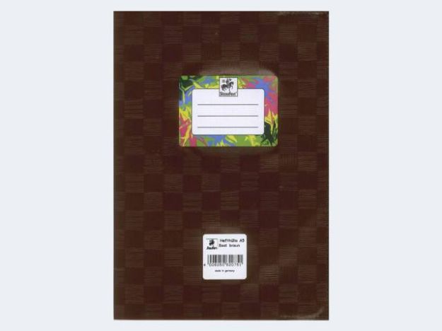 Bild von Heftschoner A5 braun m Schild und Bastprägung - Eine Verkaufseinheit = 10 Stück - 62075