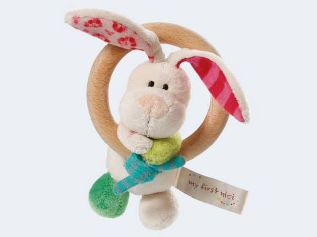 Bild von NICI Holzgreifring Hase Tilli mit Glocke - 37433