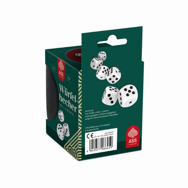 Bild von Würfelbecher Premium Kunstleder mit 6 Würfeln - 22506645