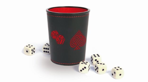 Bild von Würfelbecher Premium Kunstleder mit 6 Würfeln - 22506645