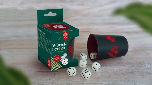 Bild von Würfelbecher Premium Kunstleder mit 6 Würfeln - 22506645