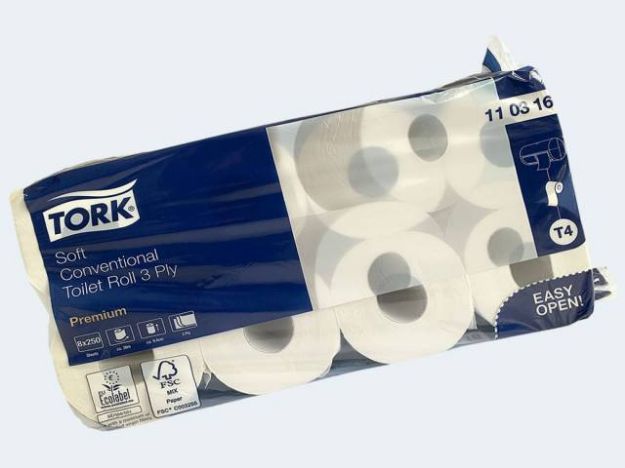 Bild von Toilettenpapier 250 Blatt 3-lagig Tork Premium - Eine Verkaufseinheit = 8 Stück - 330.003