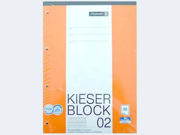 Bild von Arbeitsblock Kieser A4/50 Lin2 80g liniert farbig - Eine Verkaufseinheit = 10 Stück - 1042942