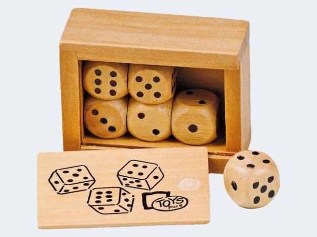 Bild von Würfelkasten mit 6 Holzwürfeln - HS239