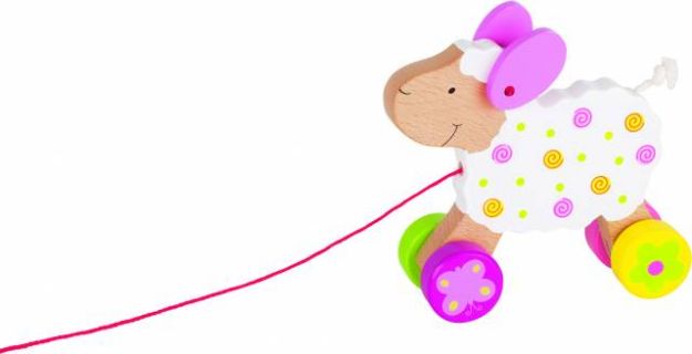 Bild von GOKI Nachzieh Schaf Holz 17x5x14cm - 54932