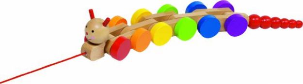 Bild von GOKI Nachzieh Raupe Holz 39x6x7cm - 54960