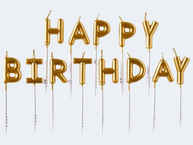 Bild von Kerzenset Happy Birthday gold - 9904370