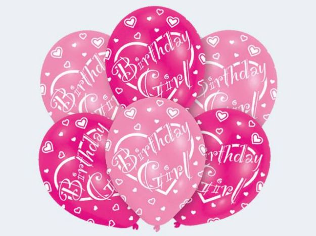 Bild von 6 Latex Ballons Birthday Girl 27,5cm - INT995712