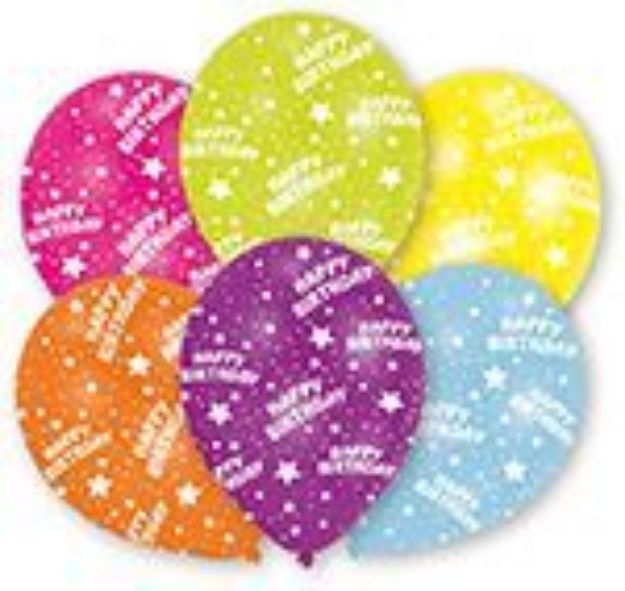 Bild von 6 Latex Ballons Happy Birthday 27,5cm - INT995687