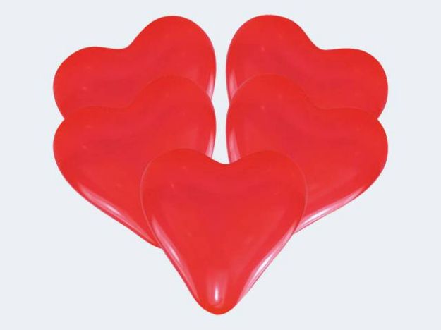 Bild von 5 Herzluftballon rot mittel - INT996562