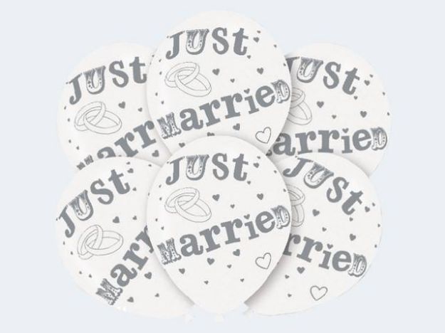 Bild von 6 Latex Ballons Just Married - 9901027