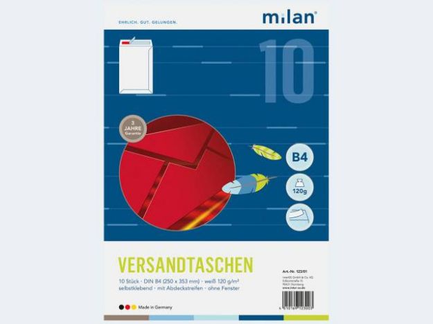 Bild von Milan 10 Versandtaschen B4 weiss 120g hk - 123/01