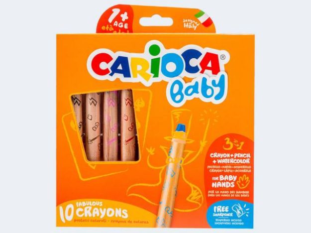 Bild von 10 Farbstifte CARIOCA Baby 3in1-Mine 10mm und Spit - 42818