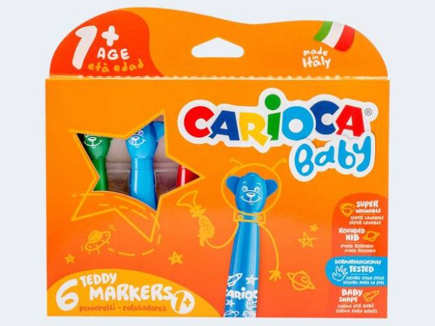 Bild von 6 Fasermaler CARIOCA Baby Teddy Marker im Pappetui - 42815