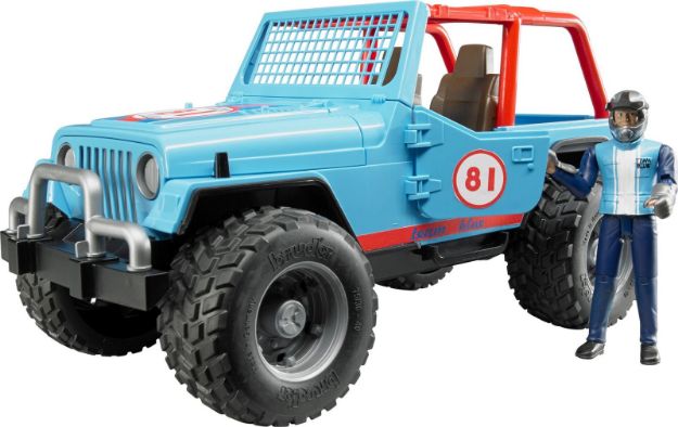 Bild von Bruder 02541 Jeep Cross Country racer blau mit Rennfahrer