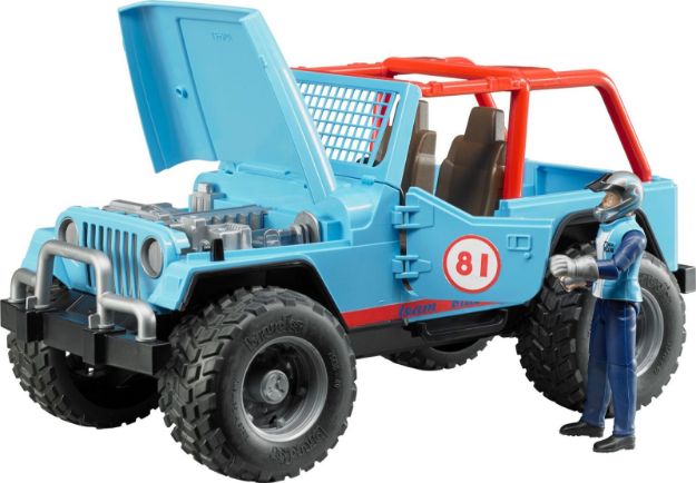 Bild von Bruder 02541 Jeep Cross Country racer blau mit Rennfahrer