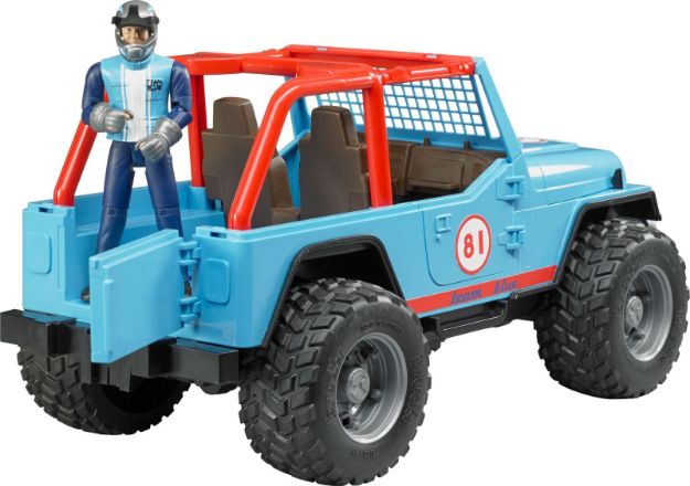 Bild von Bruder 02541 Jeep Cross Country racer blau mit Rennfahrer