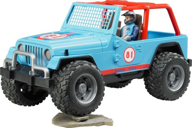 Bild von Bruder 02541 Jeep Cross Country racer blau mit Rennfahrer