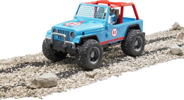 Bild von Bruder 02541 Jeep Cross Country racer blau mit Rennfahrer