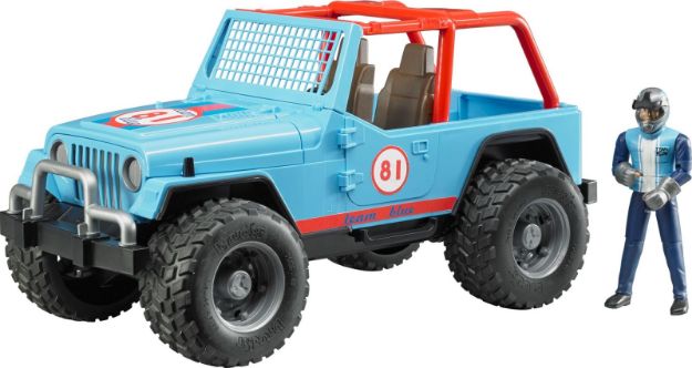 Bild von Bruder 02541 Jeep Cross Country racer blau mit Rennfahrer
