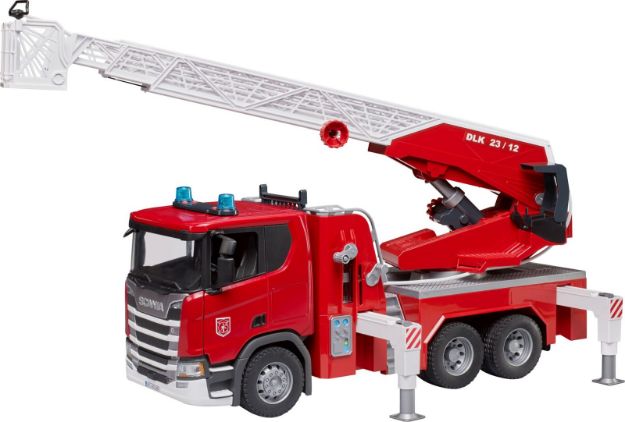 Bild von bruder 03591 Scania Super 560R Feuerwehr mit Drehleiter, Wasserpumpe, L+S Modul